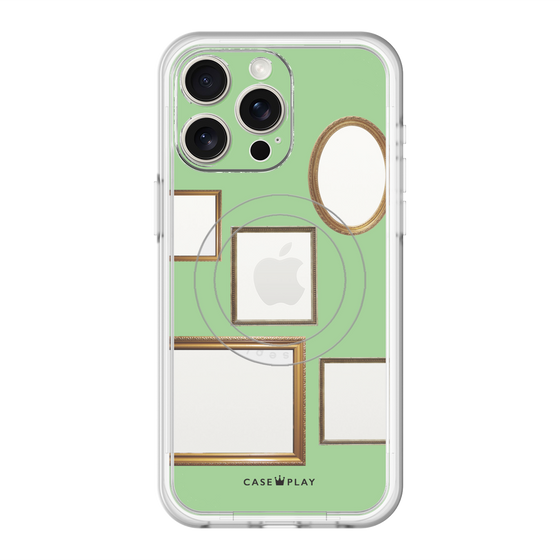 スリムプロテクションプレミアムケース with MagSafe［ Photo Frames - Light Green ］
