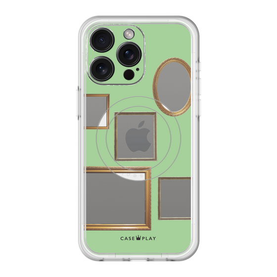 スリムプロテクションプレミアムケース with MagSafe［ Photo Frames - Light Green ］