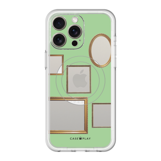スリムプロテクションプレミアムケース with MagSafe［ Photo Frames - Light Green ］