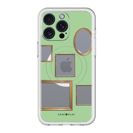 スリムプロテクションプレミアムケース with MagSafe［ Photo Frames - Light Green ］