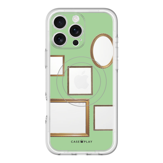 スリムプロテクションプレミアムケース with MagSafe［ Photo Frames - Light Green ］