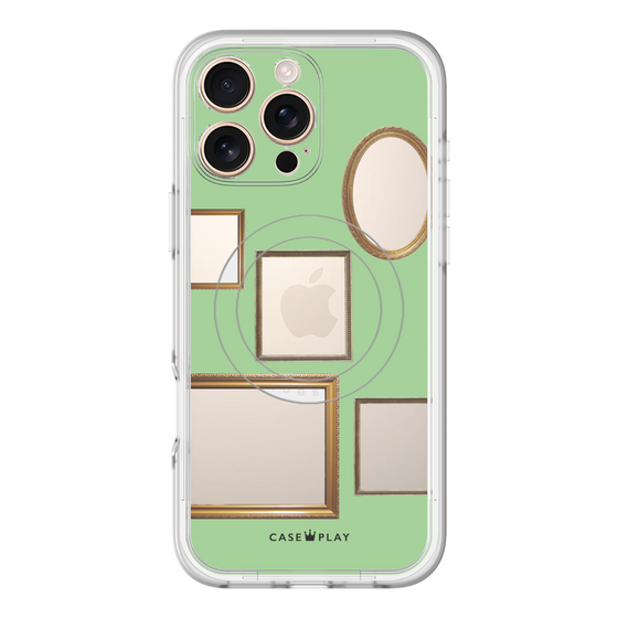 スリムプロテクションプレミアムケース with MagSafe［ Photo Frames - Light Green ］