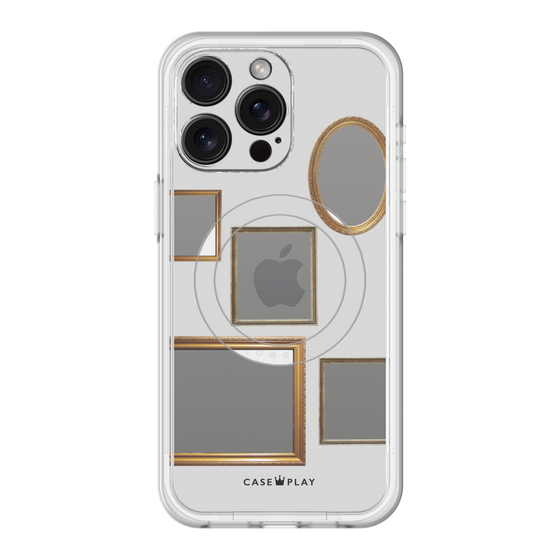 スリムプロテクションプレミアムケース with MagSafe［ Photo Frames - Light Gray ］