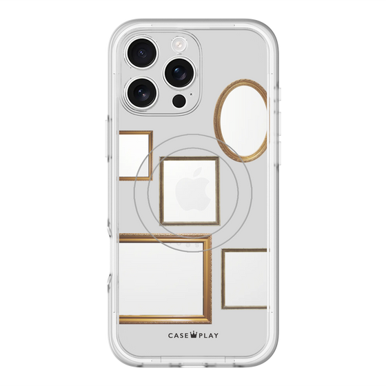 スリムプロテクションプレミアムケース with MagSafe［ Photo Frames - Light Gray ］