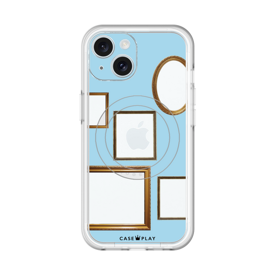 スリムプロテクションプレミアムケース with MagSafe［ Photo Frames - Light Blue ］