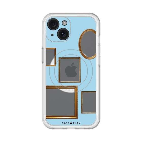 スリムプロテクションプレミアムケース with MagSafe［ Photo Frames - Light Blue ］