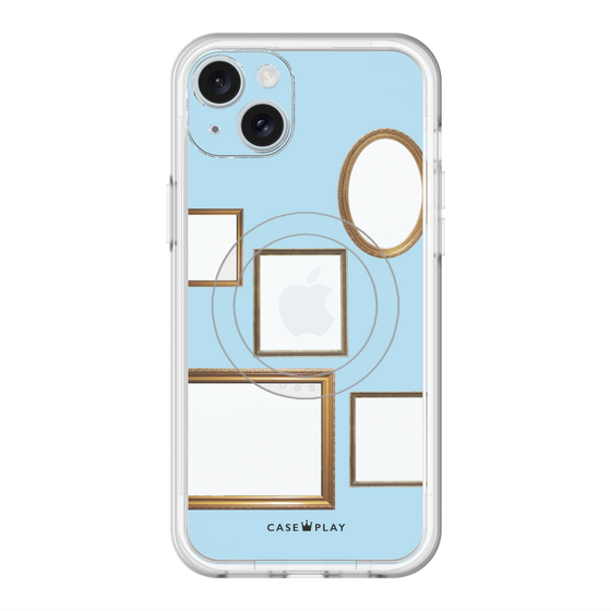 スリムプロテクションプレミアムケース with MagSafe［ Photo Frames - Light Blue ］