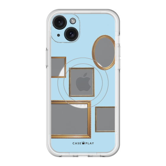 スリムプロテクションプレミアムケース with MagSafe［ Photo Frames - Light Blue ］