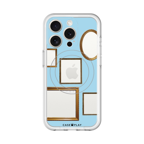 スリムプロテクションプレミアムケース with MagSafe［ Photo Frames - Light Blue ］
