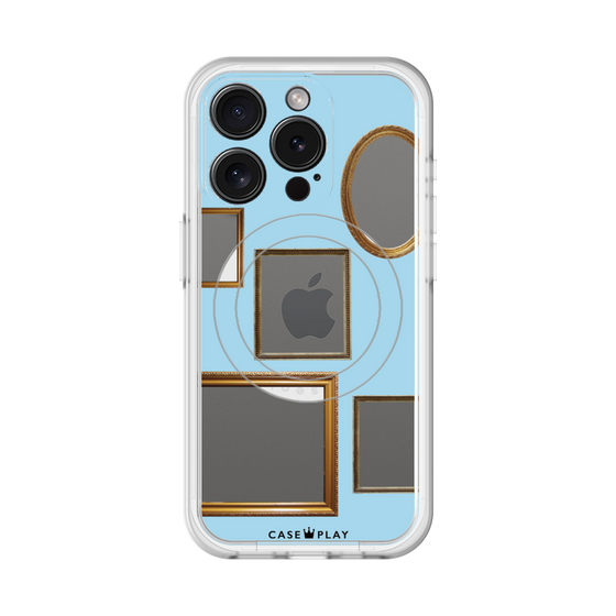 スリムプロテクションプレミアムケース with MagSafe［ Photo Frames - Light Blue ］
