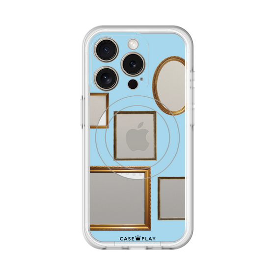 スリムプロテクションプレミアムケース with MagSafe［ Photo Frames - Light Blue ］