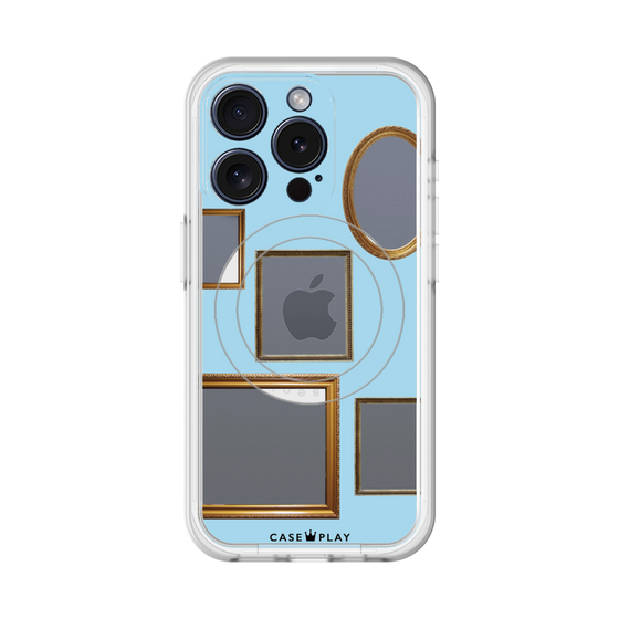 スリムプロテクションプレミアムケース with MagSafe［ Photo Frames - Light Blue ］