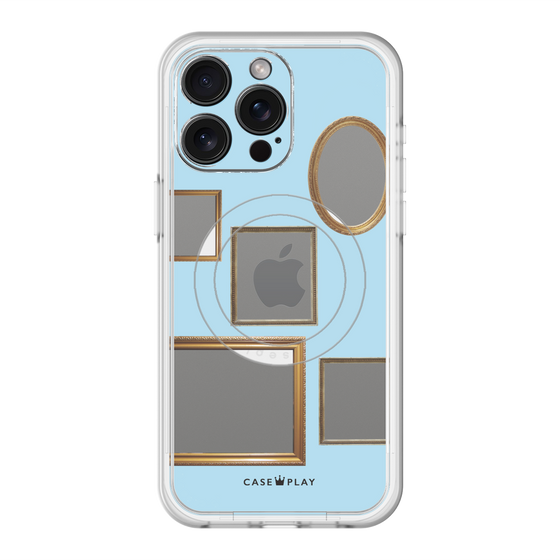 スリムプロテクションプレミアムケース with MagSafe［ Photo Frames - Light Blue ］