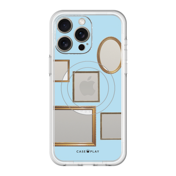 スリムプロテクションプレミアムケース with MagSafe［ Photo Frames - Light Blue ］