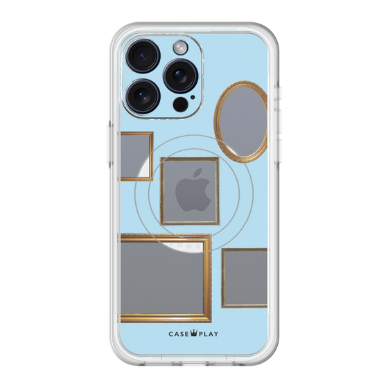 スリムプロテクションプレミアムケース with MagSafe［ Photo Frames - Light Blue ］