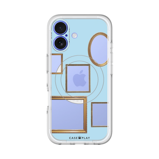 スリムプロテクションプレミアムケース with MagSafe［ Photo Frames - Light Blue ］