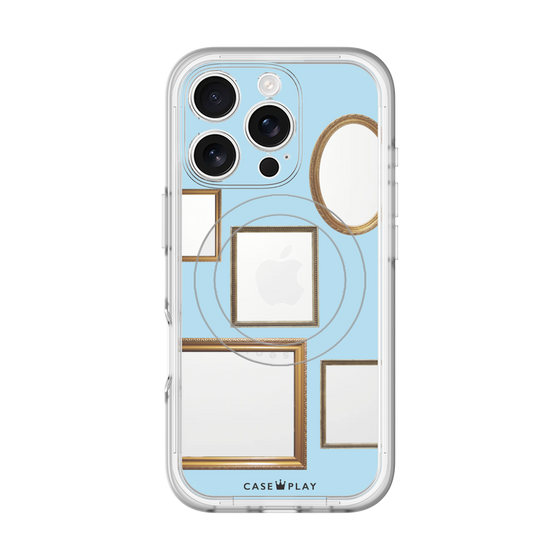 スリムプロテクションプレミアムケース with MagSafe［ Photo Frames - Light Blue ］