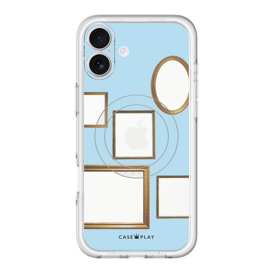 スリムプロテクションプレミアムケース with MagSafe［ Photo Frames - Light Blue ］