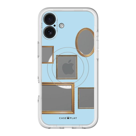 スリムプロテクションプレミアムケース with MagSafe［ Photo Frames - Light Blue ］