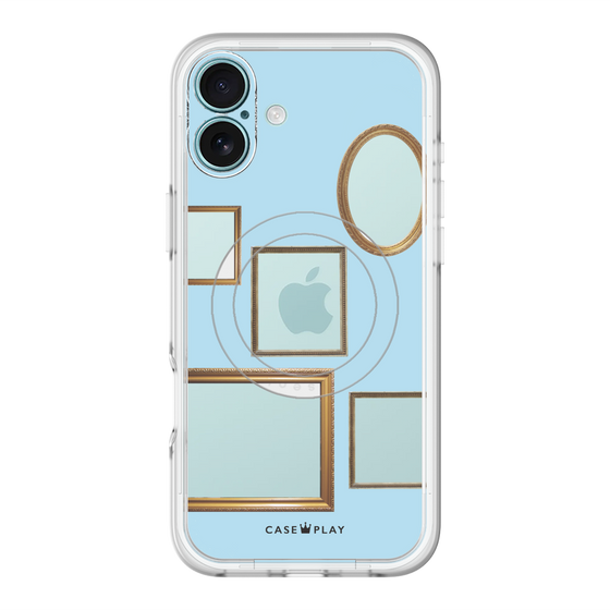 スリムプロテクションプレミアムケース with MagSafe［ Photo Frames - Light Blue ］