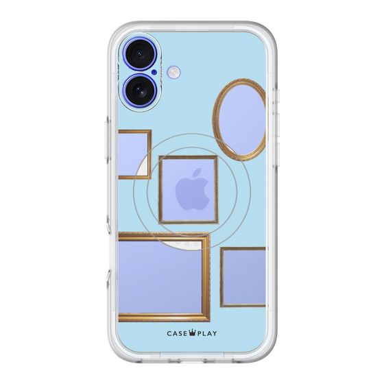 スリムプロテクションプレミアムケース with MagSafe［ Photo Frames - Light Blue ］