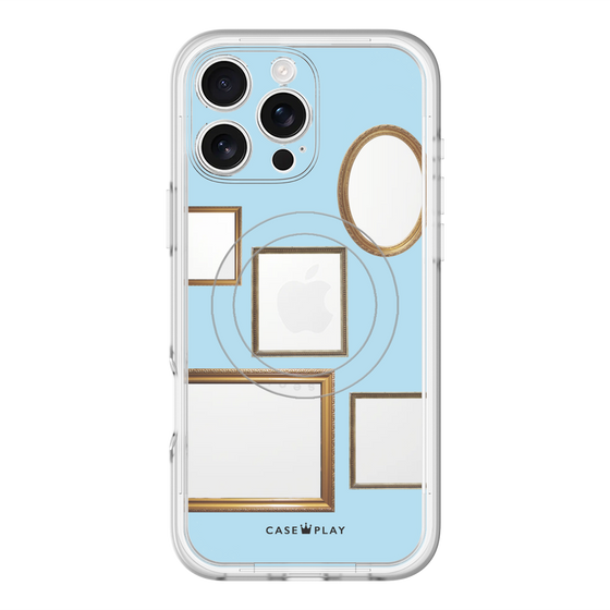 スリムプロテクションプレミアムケース with MagSafe［ Photo Frames - Light Blue ］