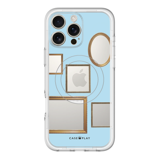 スリムプロテクションプレミアムケース with MagSafe［ Photo Frames - Light Blue ］