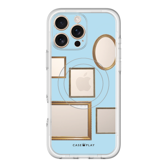 スリムプロテクションプレミアムケース with MagSafe［ Photo Frames - Light Blue ］