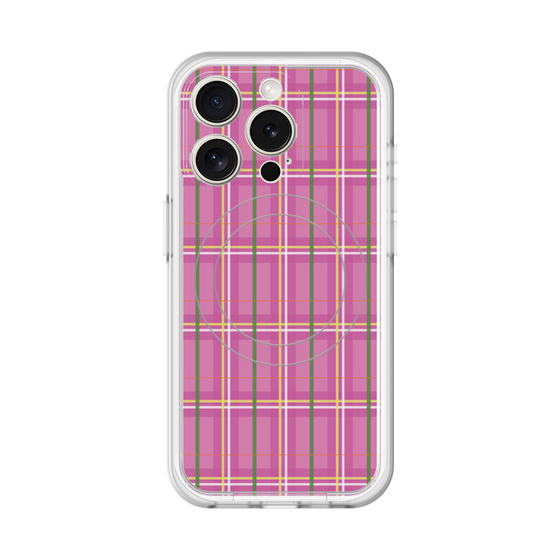 スリムプロテクションプレミアムケース with MagSafe［ Tartan Check - Pink ］
