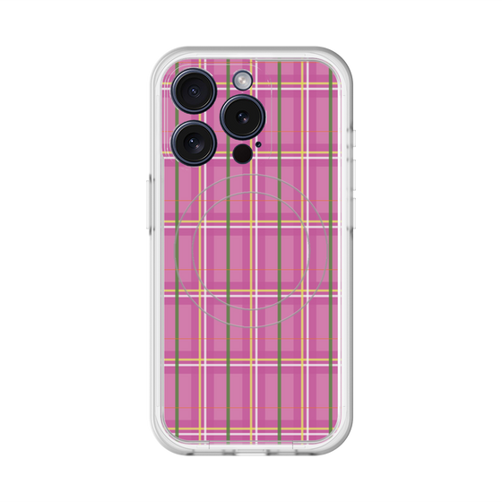 スリムプロテクションプレミアムケース with MagSafe［ Tartan Check - Pink ］
