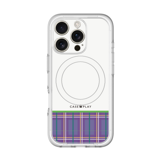 スリムプロテクションプレミアムケース with MagSafe［ CASEPLAY Tartan Check - Purple ］