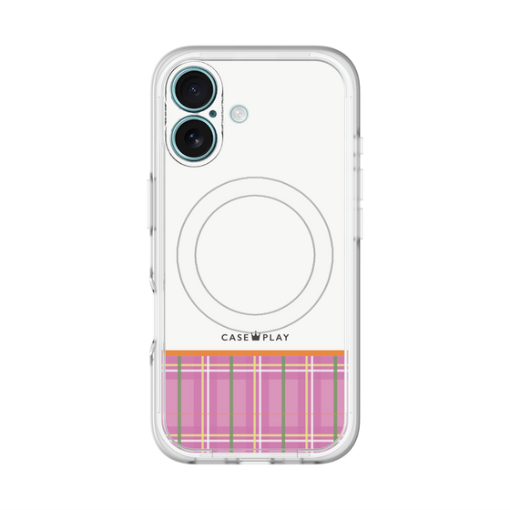 スリムプロテクションプレミアムケース with MagSafe［ CASEPLAY Tartan Check - Pink ］