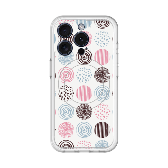スリムプロテクションプレミアムケース with MagSafe［ Nordic Circle - Pink ］