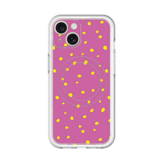 スリムプロテクションプレミアムケース with MagSafe［ Drawing Dot - Pink ］