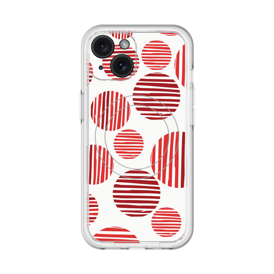 スリムプロテクションプレミアムケース with MagSafe［ Nordic Dot - Red ］