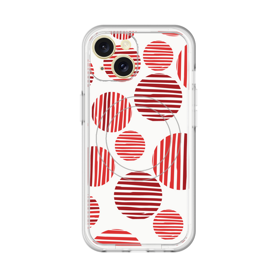 スリムプロテクションプレミアムケース with MagSafe［ Nordic Dot - Red ］