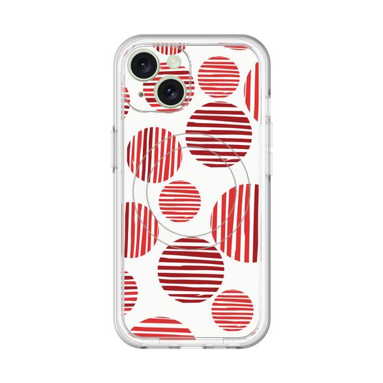 スリムプロテクションプレミアムケース with MagSafe［ Nordic Dot - Red ］