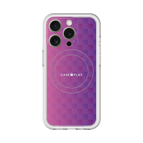 スリムプロテクションプレミアムケース with MagSafe［ CASEPLAY Check - Purple ］