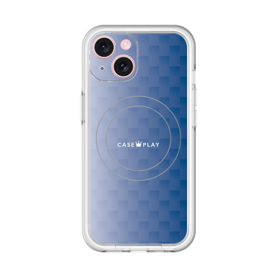 スリムプロテクションプレミアムケース with MagSafe［ CASEPLAY Check - Blue ］
