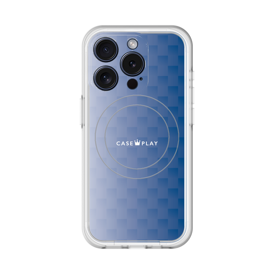 スリムプロテクションプレミアムケース with MagSafe［ CASEPLAY Check - Blue ］