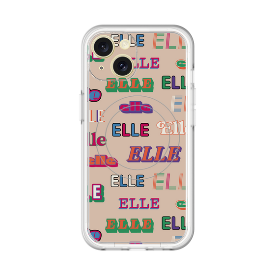 スリムプロテクションプレミアムケース with MagSafe［ ELLE - ミックスロゴ ］