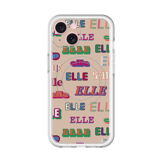 スリムプロテクションプレミアムケース with MagSafe［ ELLE - ミックスロゴ ］