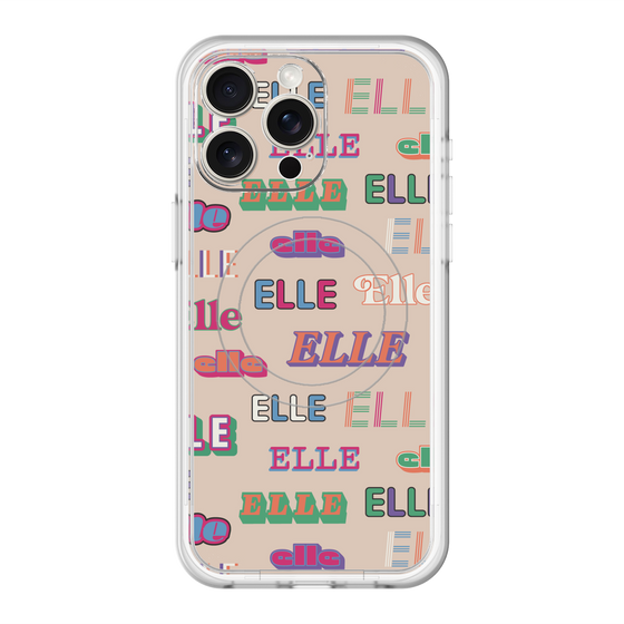 スリムプロテクションプレミアムケース with MagSafe［ ELLE - ミックスロゴ ］
