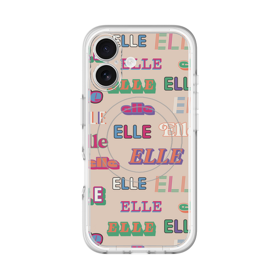 スリムプロテクションプレミアムケース with MagSafe［ ELLE - ミックスロゴ ］