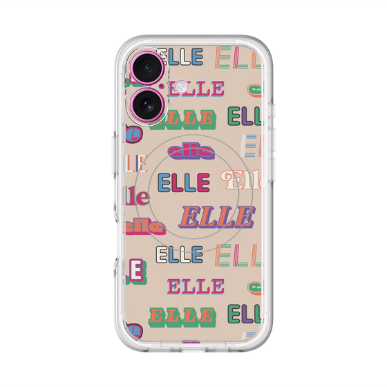 スリムプロテクションプレミアムケース with MagSafe［ ELLE - ミックスロゴ ］