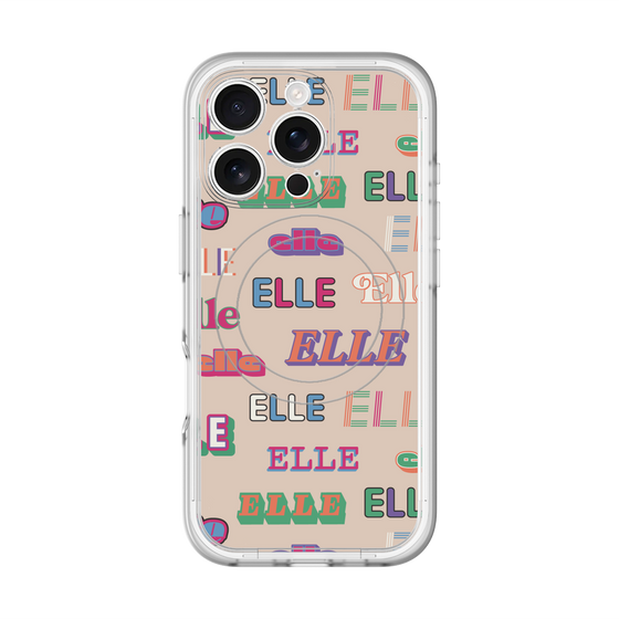 スリムプロテクションプレミアムケース with MagSafe［ ELLE - ミックスロゴ ］