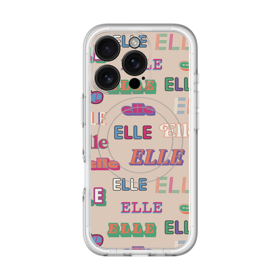 スリムプロテクションプレミアムケース with MagSafe［ ELLE - ミックスロゴ ］