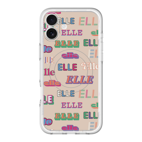 スリムプロテクションプレミアムケース with MagSafe［ ELLE - ミックスロゴ ］