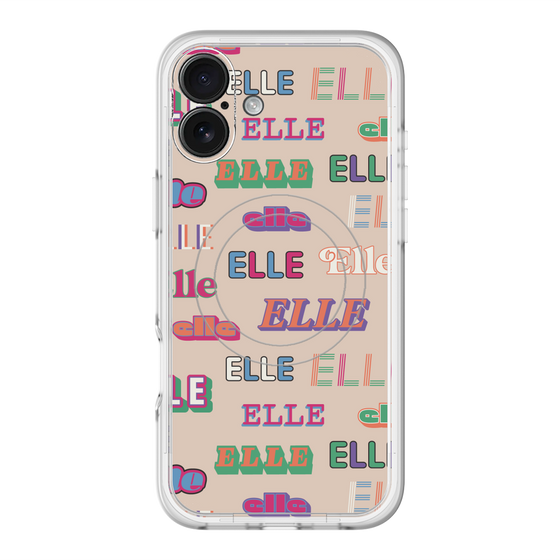 スリムプロテクションプレミアムケース with MagSafe［ ELLE - ミックスロゴ ］