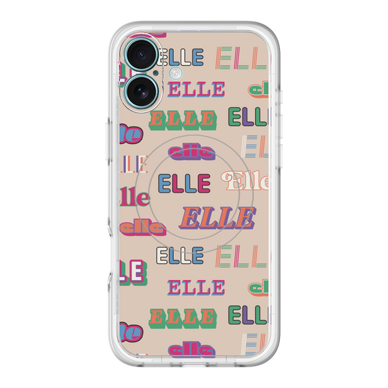 スリムプロテクションプレミアムケース with MagSafe［ ELLE - ミックスロゴ ］